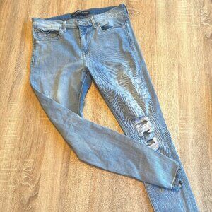 Express Mid-Rise Skinny Ankle Demin Legging Jean Distressed Ray Hem Size 8R